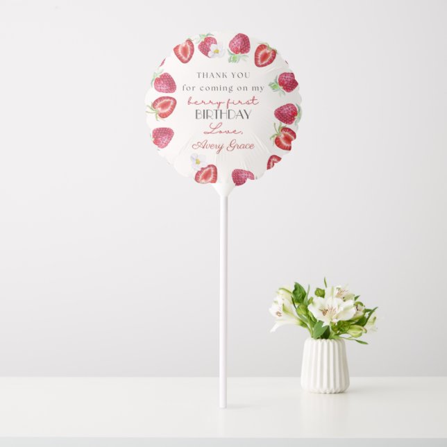 Thank You My Berry First Birthday Cute Strawberry Balloon (In SItu)