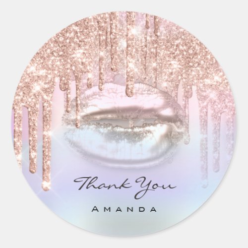 Thank You Name16th Bridal Rose Holograph Kiss Lips Classic Round Sticker