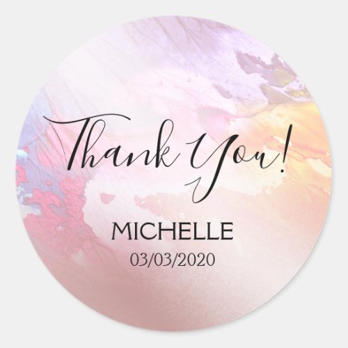 Thank You Name 16 birthday girly abstract art Classic Round Sticker