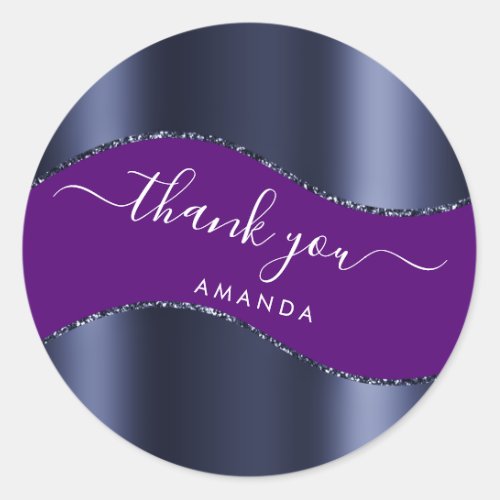 Thank You Name 16th Bridal Blue Navy Purple Classic Round Sticker