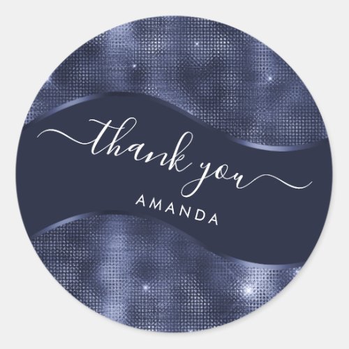 Thank You Name 16th Bridal Blue Navy Unique Classic Round Sticker