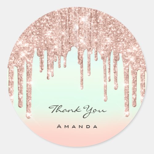 Thank You Name 16th Bridal Blush Glitter Ombre Classic Round Sticker