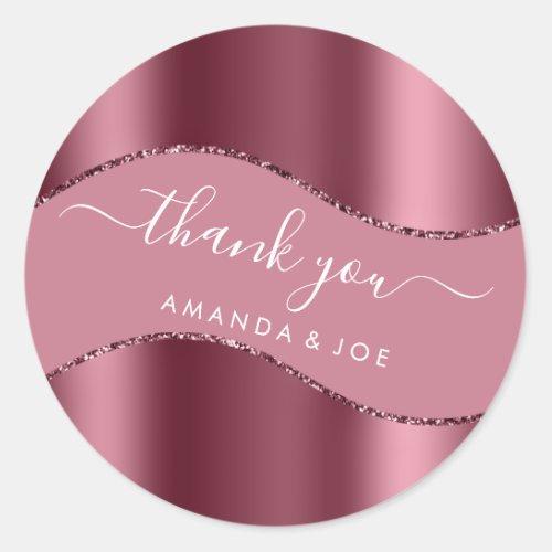 Thank You Name 16th Bridal Burgundy Rose Classic Round Sticker