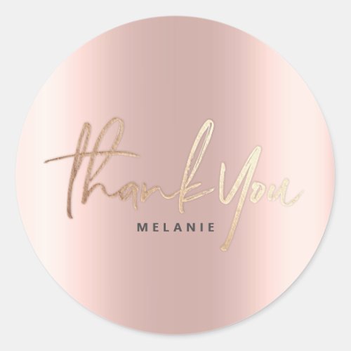 Thank You Name 16th Bridal Delicate RoseGold Party Classic Round Sticker