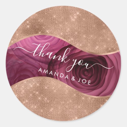 Thank You Name 16th Bridal  Marsala Rose Copper  Classic Round Sticker
