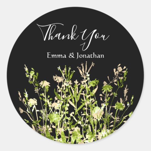 Thank You Name 16th Bridal Meadow Gold Black Green Classic Round Sticker