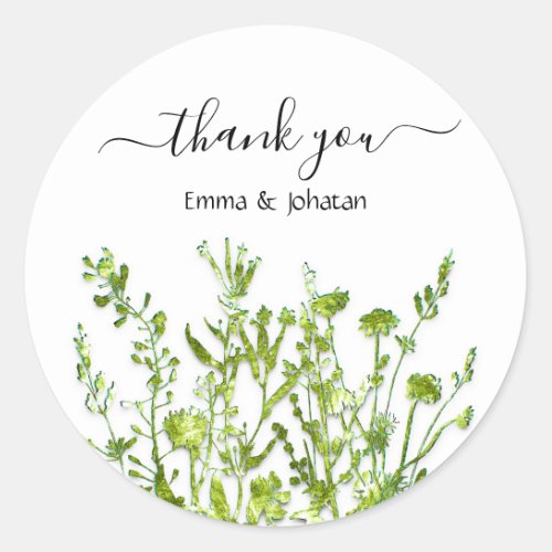 Thank You Name 16th Bridal Meadow Mint Green White Classic Round Sticker