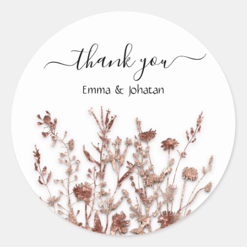 Thank You Name 16th Bridal Meadow Rose White Classic Round Sticker