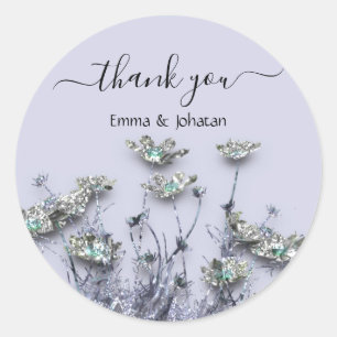 Thank You Name 16th Bridal Meadow Wildflower Purpl Classic Round Sticker
