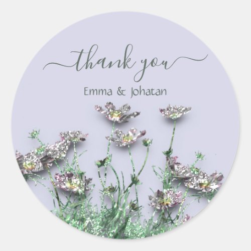 Thank You Name 16th Bridal Meadow Wildflowers  Classic Round Sticker