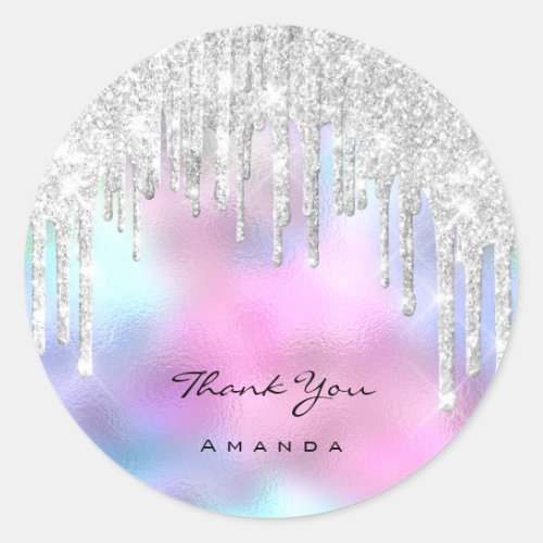 Thank You Name 16th Bridal Ombre Glitter Pink Classic Round Sticker