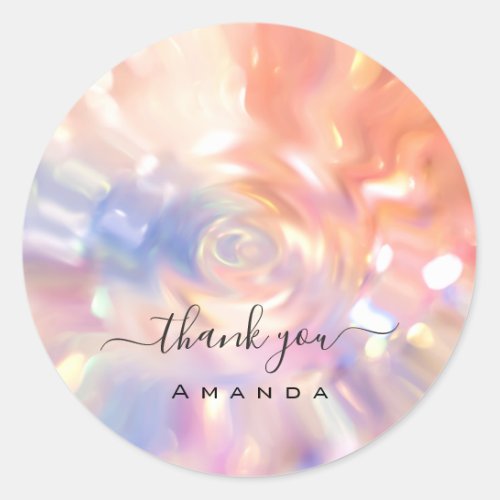 Thank You Name 16th Bridal Pink Holograph Bridal Classic Round Sticker