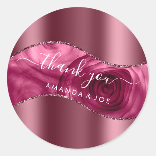 Thank You Name 16th Bridal Pink Marsala Burgundy Classic Round Sticker