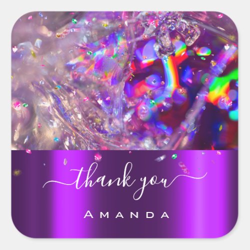 Thank You Name 16th Bridal Purple Pink Rainbow Square Sticker