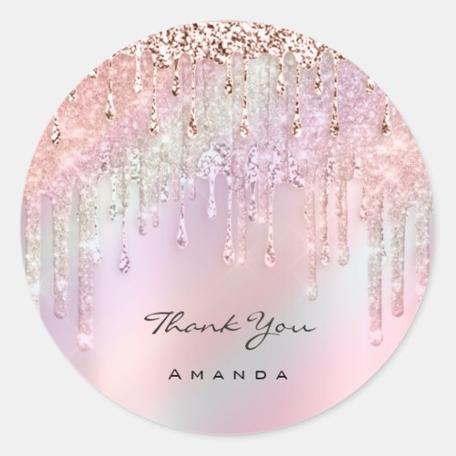 Thank You Name 16th Bridal Purple Rose Holographic Classic Round Sticker