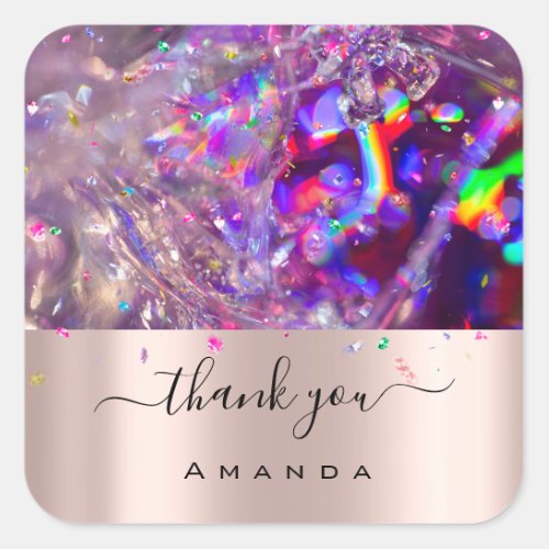 Thank You Name 16th Bridal Purple Rose Rainbow Square Sticker