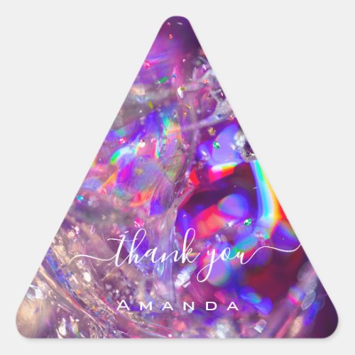 Thank You Name 16th Bridal PurpleHolograph Crystal Triangle Sticker