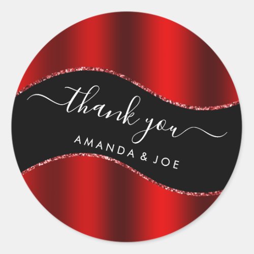 Thank You Name 16th Bridal Red Black Red Classic Round Sticker