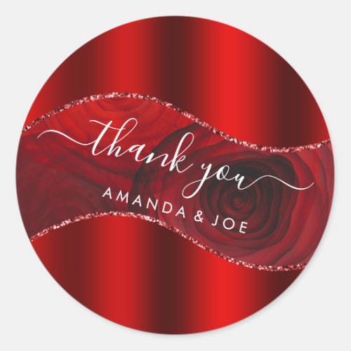 Thank You Name 16th Bridal Red Burgundy  Classic Round Sticker