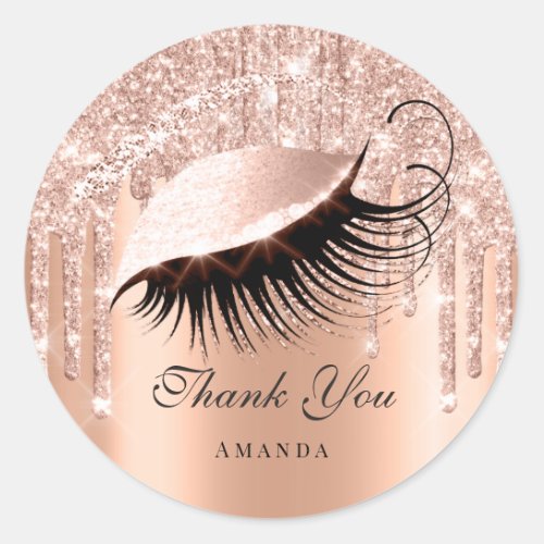 Thank You Name 16th Bridal Rose Copper Eyes Classic Round Sticker