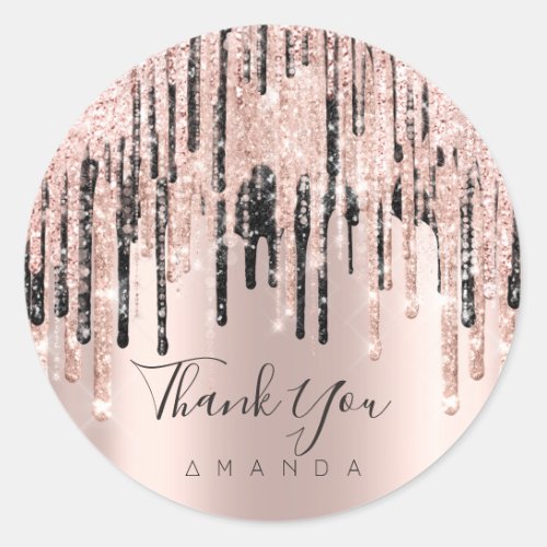 Thank You Name 16th Bridal Rose Drips Lux Classic Round Sticker