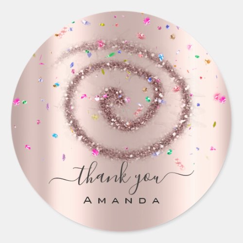 Thank You Name 16th Bridal Rose Glam Confetti Classic Round Sticker