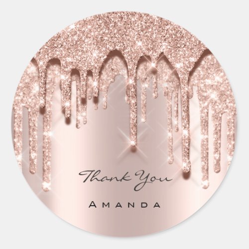 Thank You Name 16th Bridal Rose Glitter 3D Classic Round Sticker