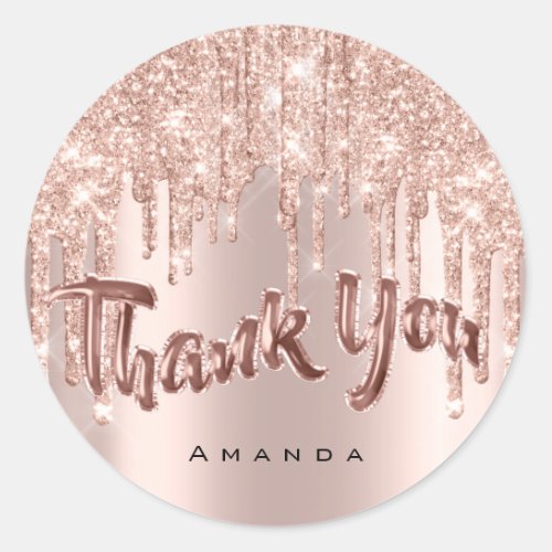 Thank You Name 16th Bridal Rose Glitter Balloons Classic Round Sticker