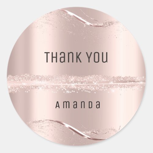 Thank You Name 16th Bridal Rose Glitter Blush Lux Classic Round Sticker