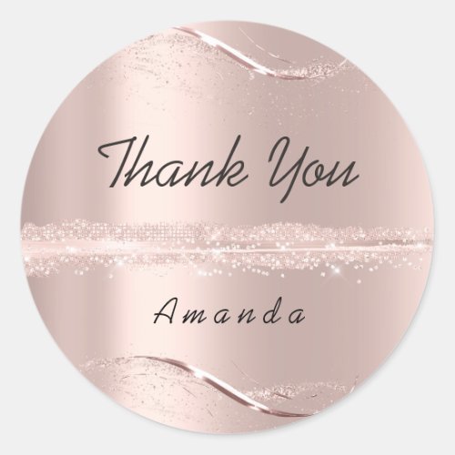 Thank You Name 16th Bridal Rose Glitter Blush Lux Classic Round Sticker