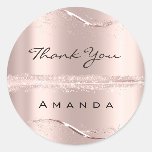 Thank You Name 16th Bridal Rose Glitter Blush Mini Classic Round Sticker