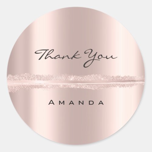 Thank You Name 16th Bridal Rose Glitter Blush Mini Classic Round Sticker