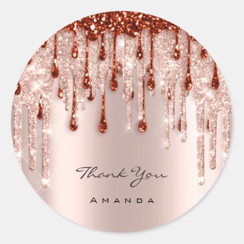 Thank You Name 16th Bridal Rose Glitter Burgundy Classic Round Sticker