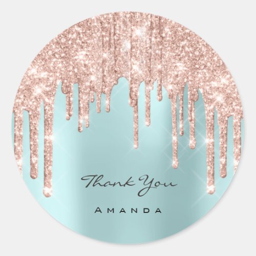 Thank You Name 16th Bridal Rose Glitter Classic Round Sticker