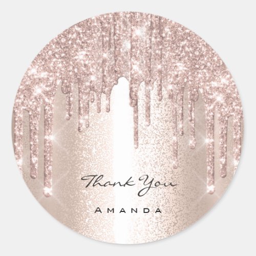 Thank You Name 16th Bridal Rose Glitter Elegant Classic Round Sticker