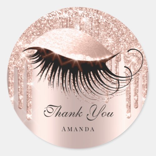 Thank You Name 16th Bridal Rose Glitter Eye Classic Round Sticker