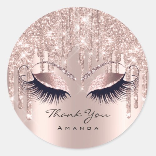 Thank You Name 16th Bridal Rose Glitter Eye VIP Classic Round Sticker