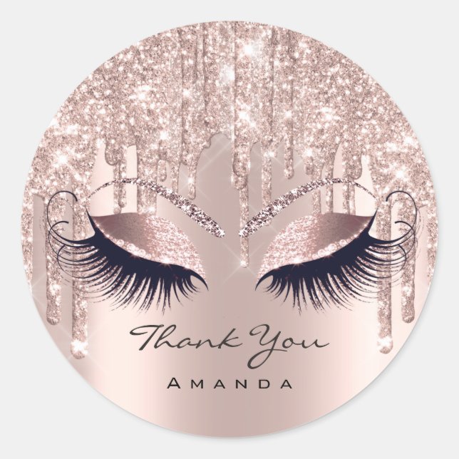 Thank You Name 16th Bridal Rose Glitter Eye VIP Classic Round Sticker (Front)