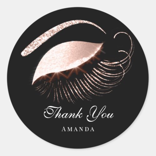 Thank You Name 16th Bridal Rose Glitter Eyes Black Classic Round Sticker