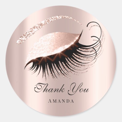 Thank You Name 16th Bridal Rose Glitter Eyes Classic Round Sticker