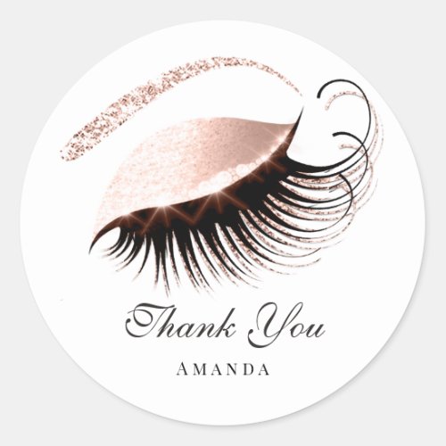 Thank You Name 16th Bridal Rose Glitter Eyes White Classic Round Sticker