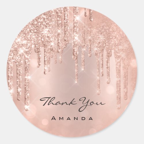 Thank You Name 16th Bridal Rose Glitter Glam Classic Round Sticker