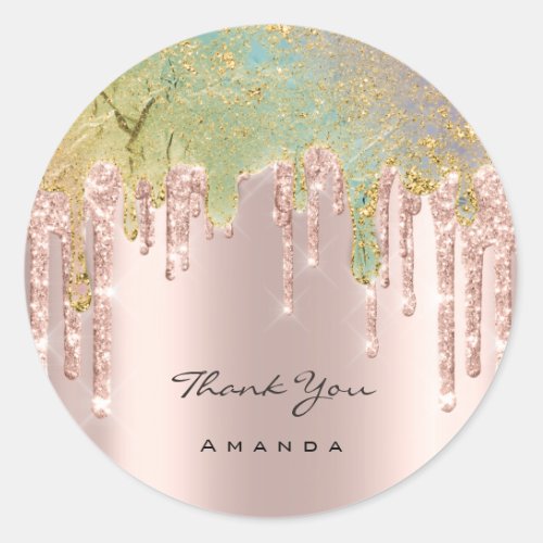 Thank You Name 16th Bridal Rose Glitter Holograph Classic Round Sticker