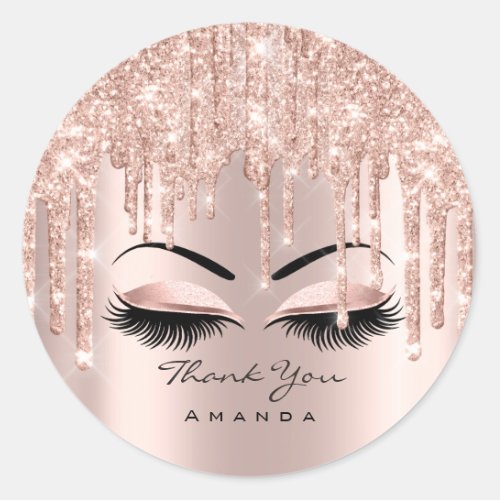 Thank You Name 16th Bridal Rose Glitter Makeup Classic Round Sticker