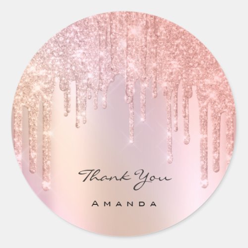 Thank You Name 16th Bridal Rose Glitter Ombre Classic Round Sticker