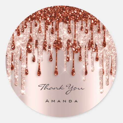 Thank You Name 16th Bridal Rose Glitter Red Classic Round Sticker