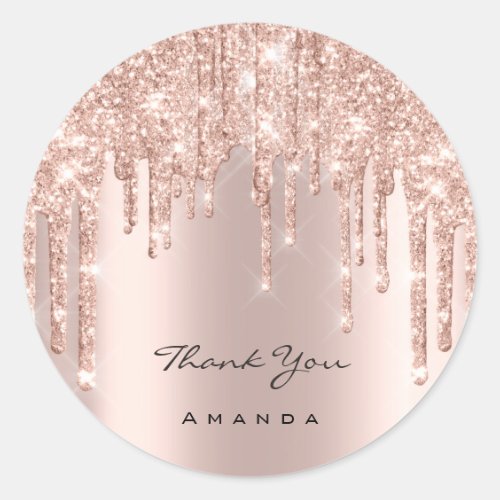 Thank You Name 16th Bridal Rose Glitter Spark Classic Round Sticker Thank You Name 16th Bridal Rose Glitter Spark Classic Round Sticker