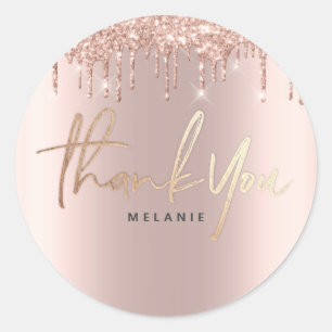 Thank You Name 16th Bridal Rose Glitter Spark Classic Round Sticker