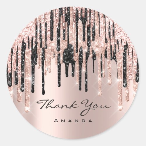 Thank You Name 16th Bridal Rose Glitter Spark Classic Round Sticker