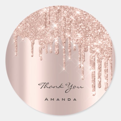 Thank You Name 16th Bridal Rose Glitter Spark VIP Classic Round Sticker